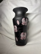 Wazon czarny ręcznie malowany