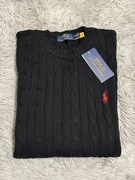 Polo Ralph Lauren sweter vintage cable knit czarny basic M unisex