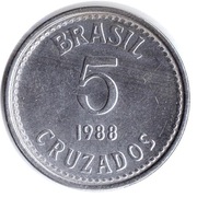 BRAZYLIA 5 cruzados 1988, KM# 606, AU