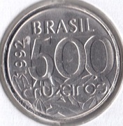 BRAZYLIA 500 cruzeiros 1992, KM# 624, AU