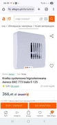 Kratka higrosterowana anemostat Aereco BXC 773 fi 125 cztery sztuki okazja 