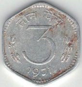 Indie 3 pajsy paise 1971 H - 21,3 mm - Hajdarabad - nr 1