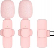 Bezprzewodowy mikrofon krawatowy USB-C do iPhone 15+, Android Różowy