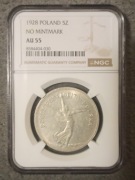 5zł Nike 1928r bzm Bruksela NGC AU55