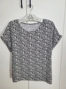 Czarno biała bluzka wzorek Rozmiar 40/L