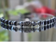 BRANSOLETKA RUNA KAUNAN STAL SZLACHETNA 316L SZER.17.5 CM OBSYDIAN LAWA