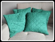 Cztery poszewki dekoracyjne dwustronne butelkowo zielone - szare