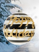 Eurofirany duża szklana bombka XL Happy Holiday 14 cm Nowa prezent