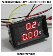 Moduł woltomierz voltomierz panelowy 0-100V amperomierz 10A + bocznik