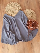 szara bluzka kobieca damska 38M z krótkim rękawem wieczorowa  szara