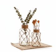 Zestaw 2 wazonów szklanych RUSTYKALNE boho | Sznurek juta | Loft | Handmade