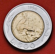 500 Lirów 1994 r  -  San Marino  Góra Tytanów      stan  !!!   