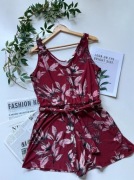 Burgundowy kombinezon w kwiaty Mango L 40 floral print
