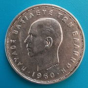 20 drachm 1960 Grecja Paweł I  Srebro 0,835 waga 7,5 g