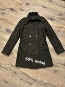 Damski płaszcz wełniany Sisters Point M czekoladowy | klasyczny dwurzędowy