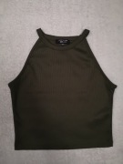 Zielona khaki bluzka top z dekoltem halter New Look 152 - 158 jak nowa nowy