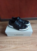 Czarne skórzane półbuty Lasocki z ćwiekami, skóra naturalna, rozmiar 37