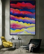 duży obraz olejny mistyczne góry lato Bieszczady