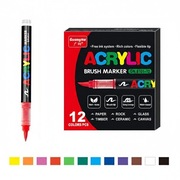 Markery Akrylowe GuangNa Brush – Zestaw 12 Kolorów