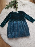 Piękna ciemnozielona sukienka Cool Club (Smyk) rozm. 86  welurowa góra