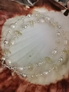 Naszyjnik choker perły kryształ górski cytryn koniczynka regulacja czoker 