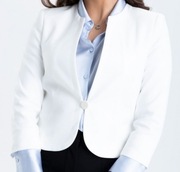 Marynarka Prosty żakiet chanelka 646 Biały Rękaw 3/4 SZULIST Bawełna 48 4XL