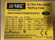 Mocny RETRO zasilacz ATX Q-TEC 650W, Linia -5V pod ISA,Tripple Fan, 2x PFC