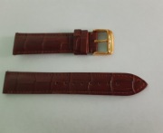 Pasek skórzany brązowy 20mm do zegarka  faktura złota klamra kroko