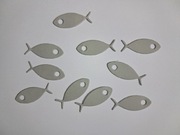 Scrapki rybka 10 szt. 26x10 mm szare gramatura 160 g/m2