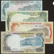 Wietnam Południowy 50 100 500 1000 DONG SET 4 PCS 1972 P-30 31 33 34 UNC