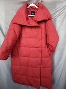 Ciepły czerwony pikowany płaszcz zimowy Mango w rozmiarze M