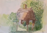Stara chata  obraz akwarela format A4