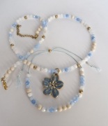 Naszyjnik bransoletka kamienie naturalne akwamaryn kamień księżycowy 