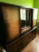 Kredens witryna szafa dębowy wysoki połysk antyk