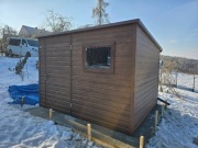 Domek narzędziowy/ogrodowy 3x3 ORZECH MAT, FILC, OKNO, RYNNA, PROFIL
