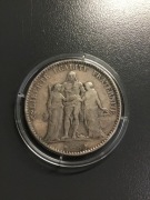 5 FRANKÓW 1874 A FRANCJA HERKULES * PARYŻ * MONETA KOLEKCJONERSKA * Ag .900