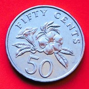 50 Centów  1995 r  -  Singapur  Kwiaty   Piękny stan  !!