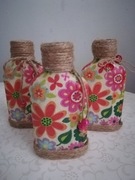 Zestaw butelek ozdobnych decoupage 