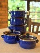 Garnki emaliowane niebieskie kropki 5 sztuk 