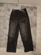 Spodnie Baggy jeans czarno-szare