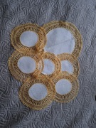 Vintage zestaw serwetki szydelkowe len podkladki ażurowe dekoracja