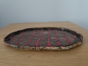 Talerz polmisek owalny ceramiczny Handmade wypalany w piecu ceramicznym.