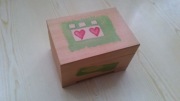 Drewniana szkatułka, 19x8x6,5 cm, pudełko na obrączki, serca
