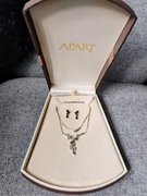 Certyfikowany naszyjnik i kolczyki białe złoto brylant szafir 