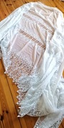2 firany 645 i 815 x 235 cm – białe z gipiurą koronkowe eleganckie firanki 