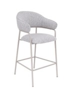 Krzesla komplet hokery tapicerowane beżowe taupe kaszmir Livia