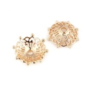 Nakładki na Koraliki, Mosiądz, Pozłacane 14K, 14 mm., 1 szt.