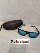 Nowe okulary klasyczne spolaryzowane niebieska soczewka z futerałem