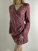 Sukienka kopertowa w kwiatowy print, wiskoza, długi rękaw rozm. M H&M