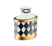 VILLA ITAIA  Miko ozdobny pojemnik glamour romby karo biel czerń złoto
